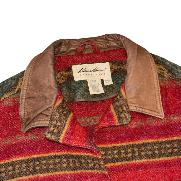 Vintage 90’s Wool Blanket Barn Eddie Bauer Jacket Women’s S Cottage Prairie Art - Picture 5 of 12